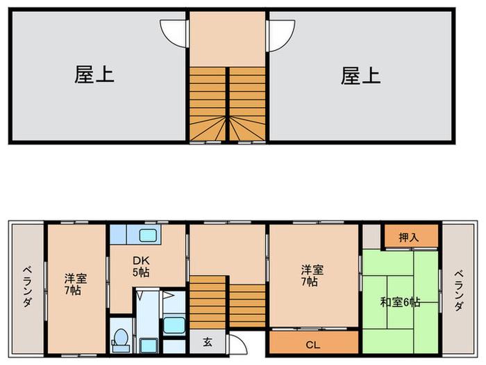 白長ビル(3DK/4階)の間取り写真