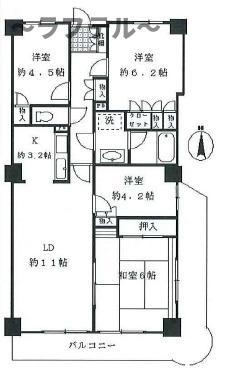 コンセールタワー所沢(4LDK/3階)の間取り写真