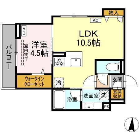 D-KOWARI(1LDK/2階)の間取り写真