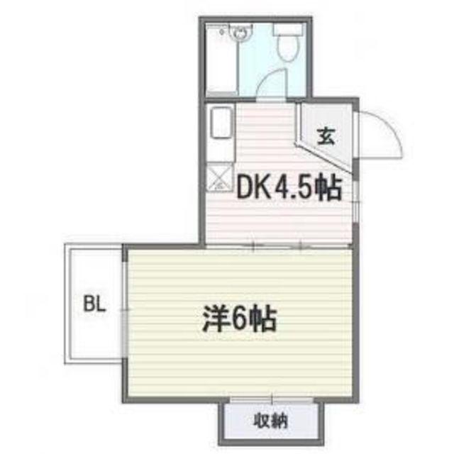 オリンダビレッジ薬院(1DK/4階)の間取り写真