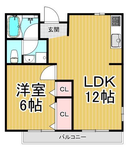 カーサ瑞苑(1LDK/2階)の間取り写真
