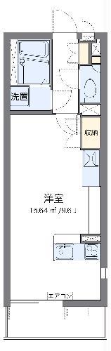 ミランダキャトル(ワンルーム/1階)の間取り写真