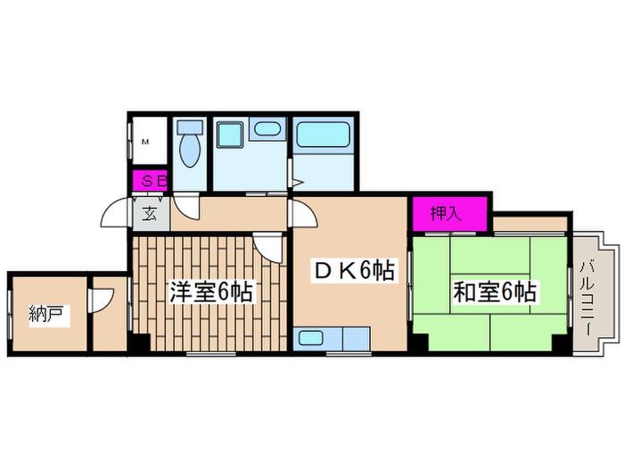 ケーズコート真法院(2DK/4階)の間取り写真