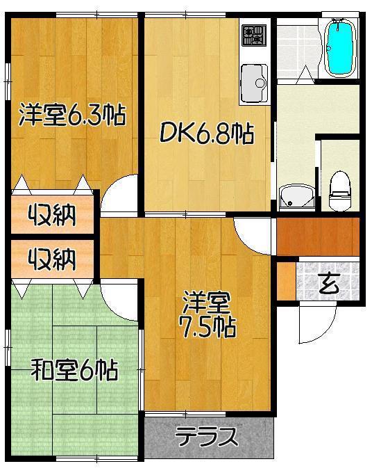 アドバンス(3DK/1階)の間取り写真