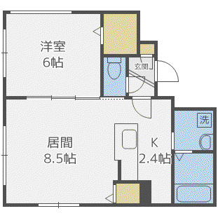 地下鉄南北線 麻生駅 徒歩7分 4階建 築9年(1LDK/2階)の間取り写真