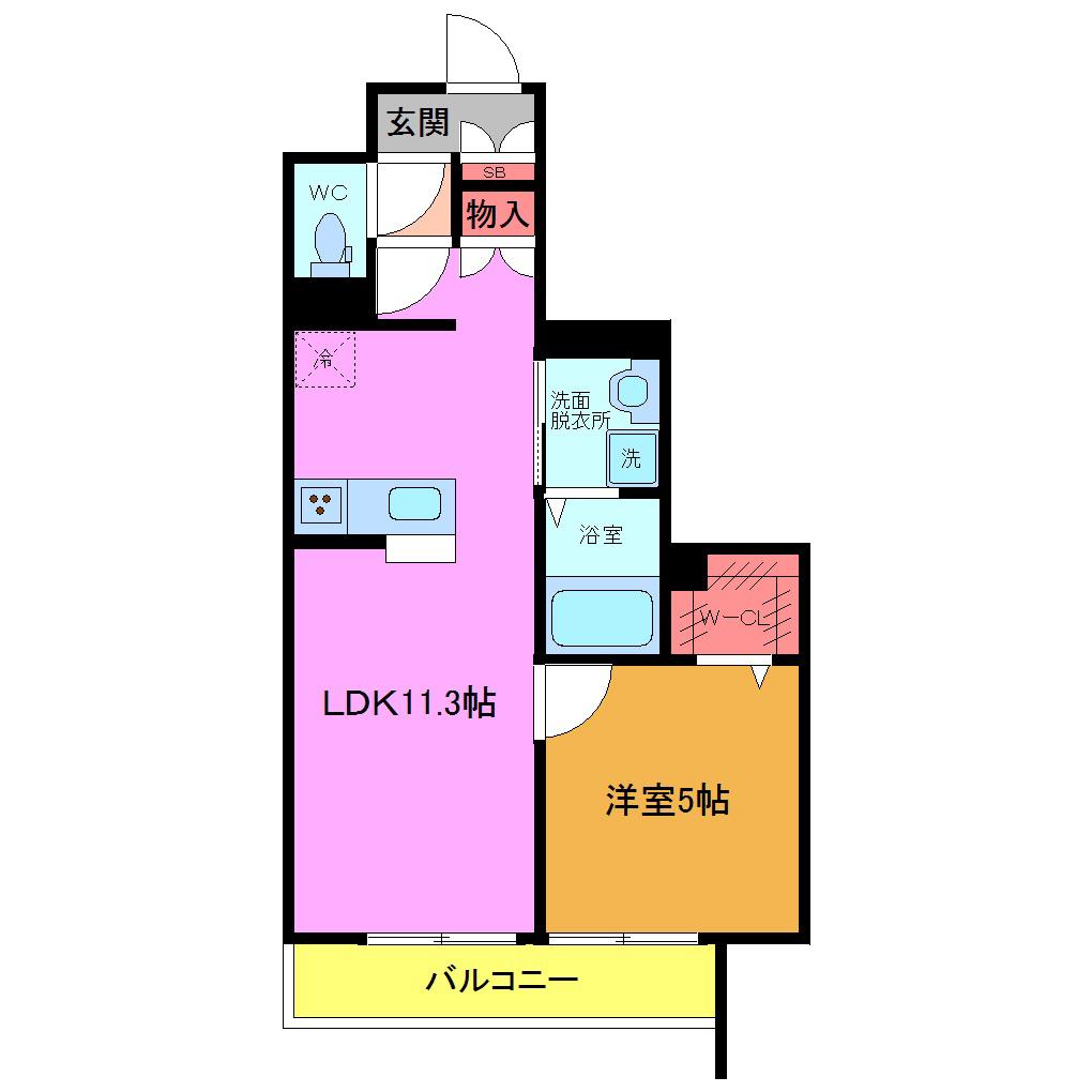 DOビル北栄ヘーベルメゾン(1LDK/3階)の間取り写真