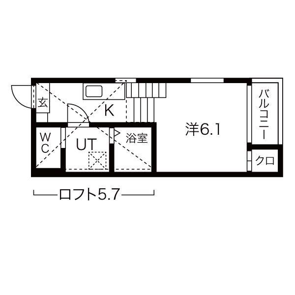 サニーベール志賀町(1K/2階)の間取り写真