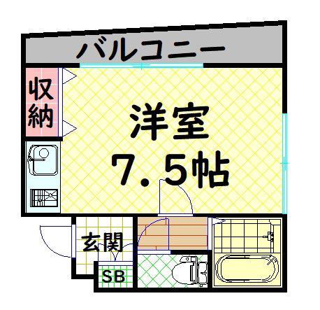 シャルマンフジ鳳(ワンルーム/1階)の間取り写真