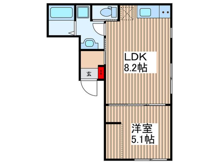 ピークヴィレ東向島(1LDK/2階)の間取り写真