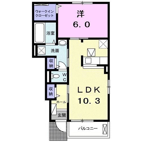 サクラーレA(1LDK/1階)の間取り写真