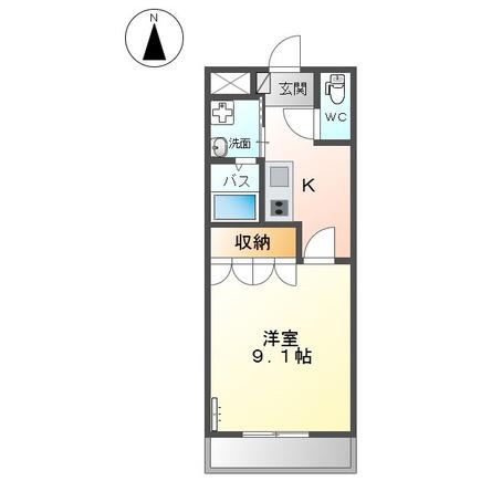 ガーデンヒル(1K/2階)の間取り写真