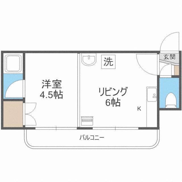 フジコーポ(1DK/5階)の間取り写真