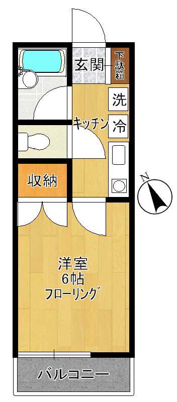 マルクレードル(1K/1階)の間取り写真