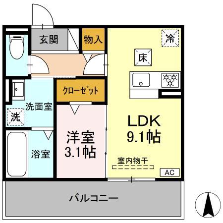 GRAND(1LDK/1階)の間取り写真