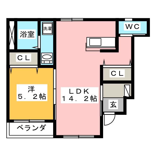サバービア・2(1LDK/1階)の間取り写真