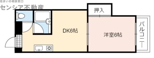 白樺ハイツ 城東(1DK/5階)の間取り写真