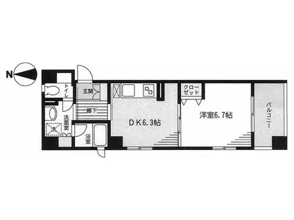 ブランドニュープレイス(1DK/3階)の間取り写真