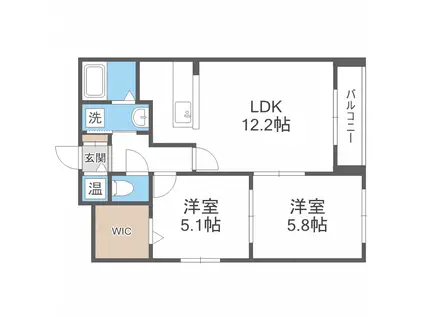 ベルクレール琴似 BELL CLALE(2LDK/5階)の間取り写真