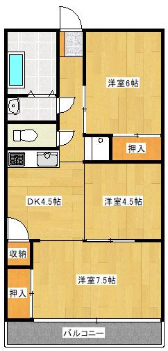 ピジョン兼基(2LDK/4階)の間取り写真