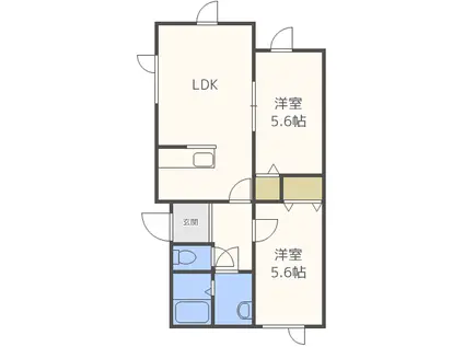 パレスGB(2LDK/1階)の間取り写真
