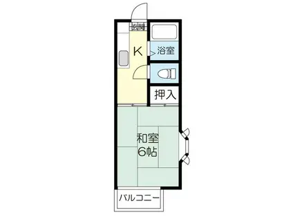 コーポササキ(1K/2階)の間取り写真
