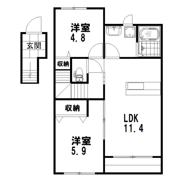 NOTRE MAISON 益城(2LDK/2階)の間取り写真