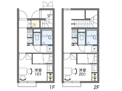 地下鉄名城線 志賀本通駅 徒歩11分 2階建 築18年(1K/2階)の間取り写真