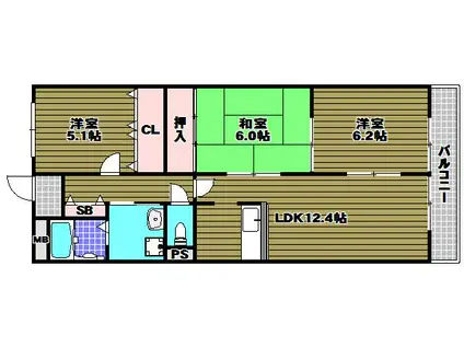 グリーンヒル・あかしあ(3LDK/3階)の間取り写真