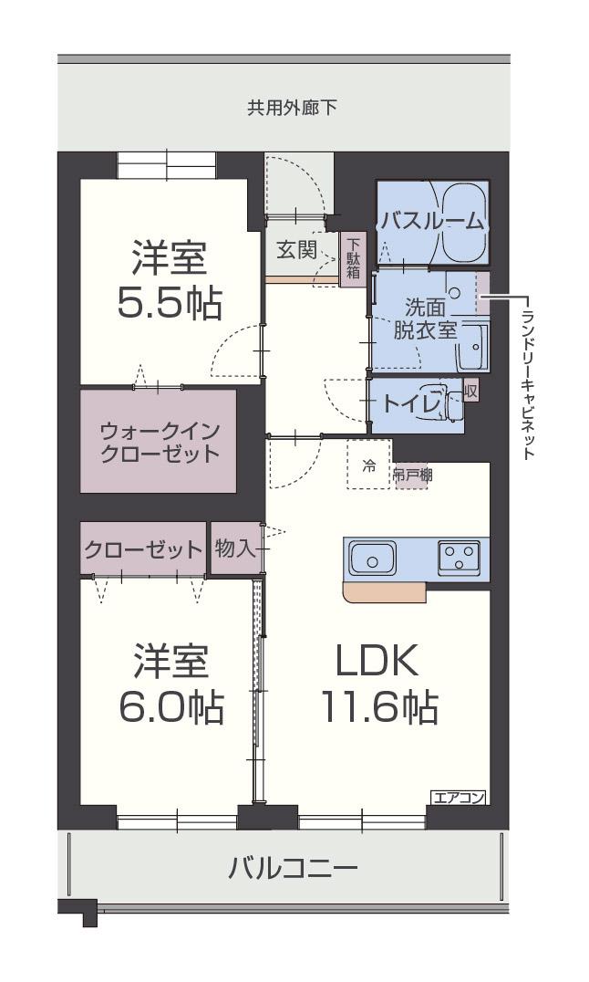 ルシール クルス(2LDK/3階)の間取り写真