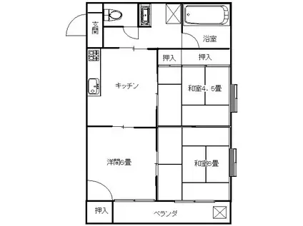 モンテパルド(3DK/2階)の間取り写真