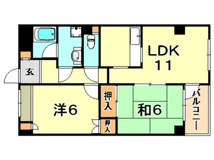 リバーコート湊川 PARTⅡ(2LDK/3階)の間取り写真