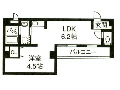 ベロウ万代(ワンルーム/5階)の間取り写真