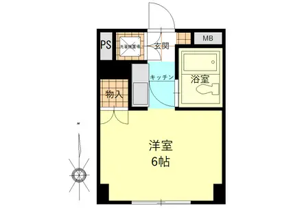 ルミエール元住吉(ワンルーム/1階)の間取り写真