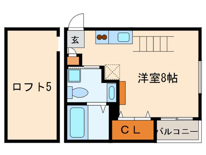 シャンテ下山門(ワンルーム/1階)の間取り写真