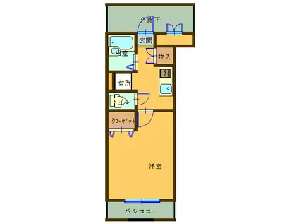 コーポフレンドリー(1K/1階)の間取り写真