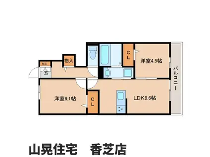 アーク B棟(2LDK/1階)の間取り写真