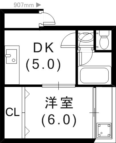 小林マンション(1DK/2階)の間取り写真