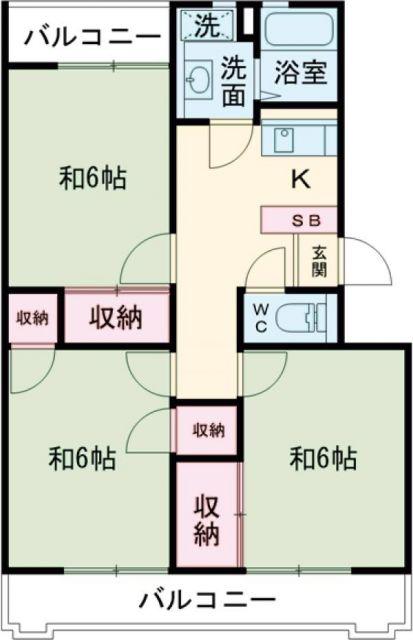 ブルーピア水木(3K/1階)の間取り写真