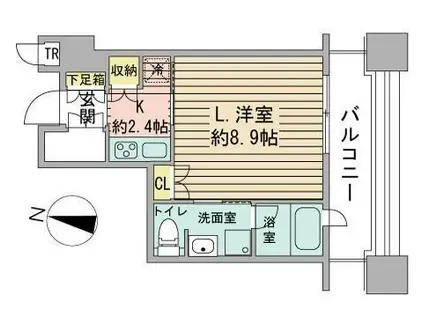 ラフィネタワー札幌南3条(1K/8階)の間取り写真