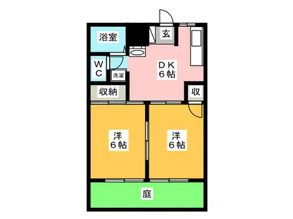 シティハイツユタカII(2DK/1階)の間取り写真