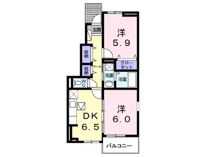 サニーメゾンKI(2DK/1階)の間取り写真