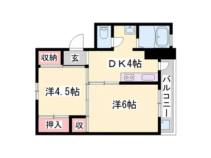 ビレッジハウス粟生(2K/2階)の間取り写真