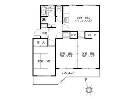 ウィンローレルマンション(3DK/3階)の間取り写真