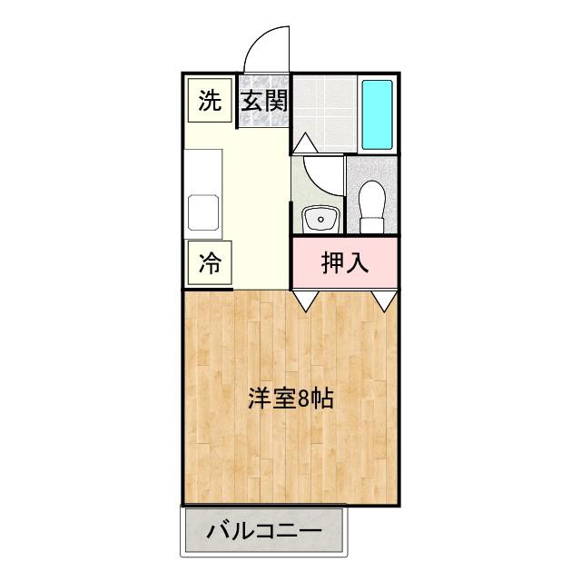 ビーライン川南 A(1K/1階)の間取り写真