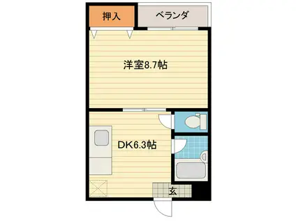 富山地鉄本線 越中荏原駅 徒歩10分 2階建 築37年(1DK/1階)の間取り写真