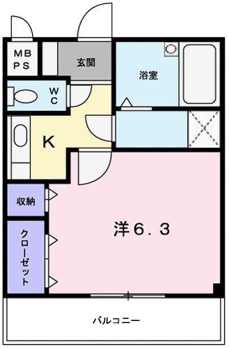 サンセール(1K/2階)の間取り写真