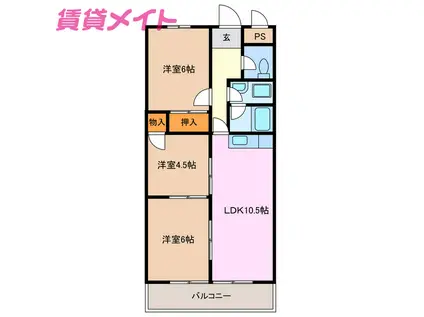 ダンファームリン鈴鹿(3LDK/2階)の間取り写真