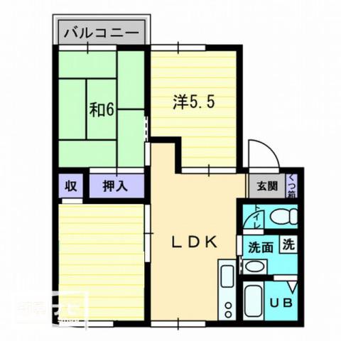 フローラル和泉B棟(3DK/2階)の間取り写真
