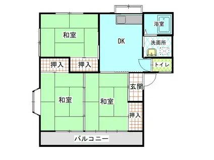 シャトーオオヒラ705(3DK/2階)の間取り写真