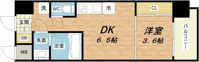 セレニテ北久宝寺(1DK/8階)の間取り写真